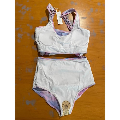 Watercolor Tie Dye Tankini Swimsuit High Waisted Ruched Two Piece Bathing Suit S - Foto 8 di 12