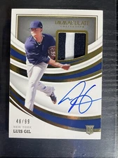 2022 Immaculate Luis Gil Auto/Patch Relic Card #48/99 - RC RPA Yankees NM Mint!