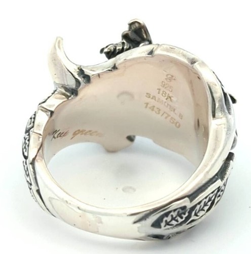 Video Limited Edition Samuel B 18K Gold 925 Sterlingsilber Blatt Ring Handwerker - Bild 3 von 3