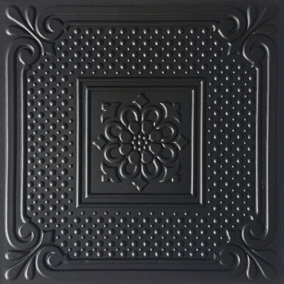 Ceiling Wall Backsplash Tile, Glue Up, PVC, VIENNA 20'' x 20'' BLACK