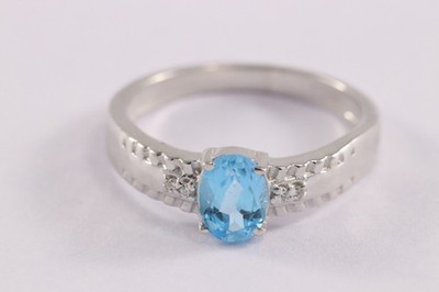 Scarat Natural Blue Topaz Oval Cut 925 Sterling Silver Solitaire Ring