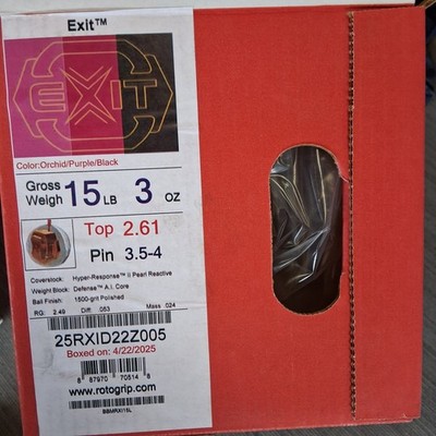 Roto Grip Exit RED bowling ball 15 LB. 1ST QUALITY NEW IN BOX