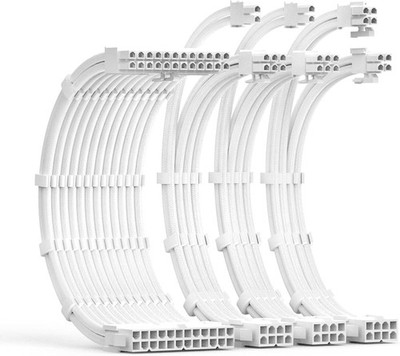 Neu weiß MD PSU Sleeved Kabelsatz 30CM + Kabelkämme Verlängerung Netzteil PC