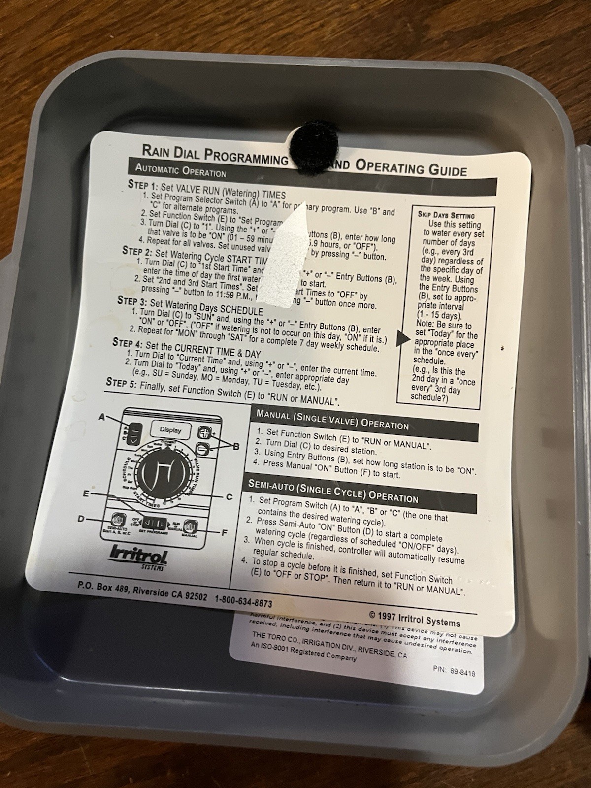 IRRITROL RAIN DIAL RD-1200. Not Tested. Please Read.