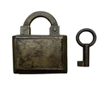 BRASS PADLOCK OR LOCK WITH KEY VINTAGE OLD OR ANTIQUE TRICK or PUZZLE.