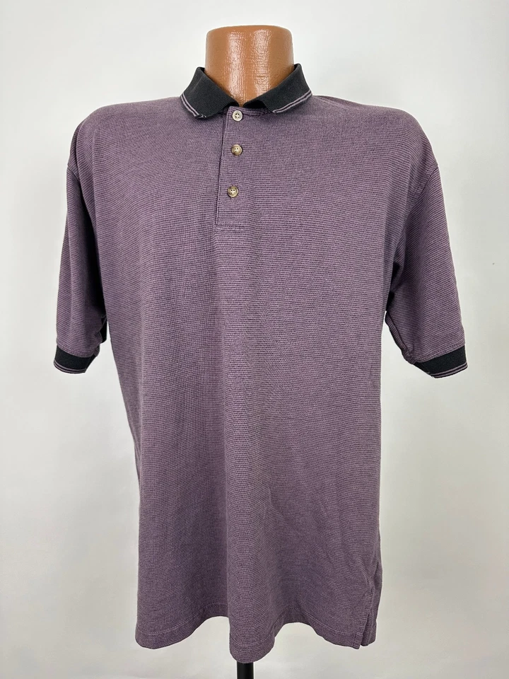 Munsingwear Golf Classics Polo Hombres L Ciruela Micro-Check Ligero Exterior Foto 2 de 4