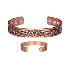 Retro Copper Magnetic Bracelet Energy Cuff Bangle For Arthritis Pain Relief