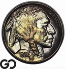1938-D Buffalo Nickel, Gem BU++, Stunning Rainbow Toning, Last Year Issue