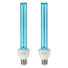 25W Dual-Band UVC Bulb 253.7nm 185nm Ozone E27 2Pack Quartz Lamp