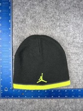Jordan Hat Beanie Boys One Size Gray Neon Knit Jumpman Logo Skull Cap Winter