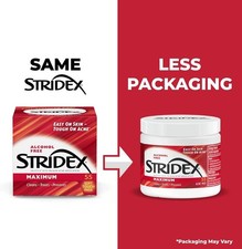 Stridex Medicated Acne Pads, Maximum, 55 Count – Facial Cleansing Wipes