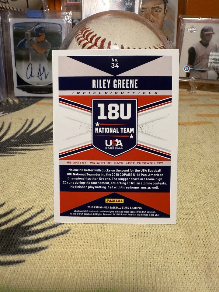2019 USA Stars & Stripes Riley Greene Red Longevity Foil SP /249 - Image 4 of 4