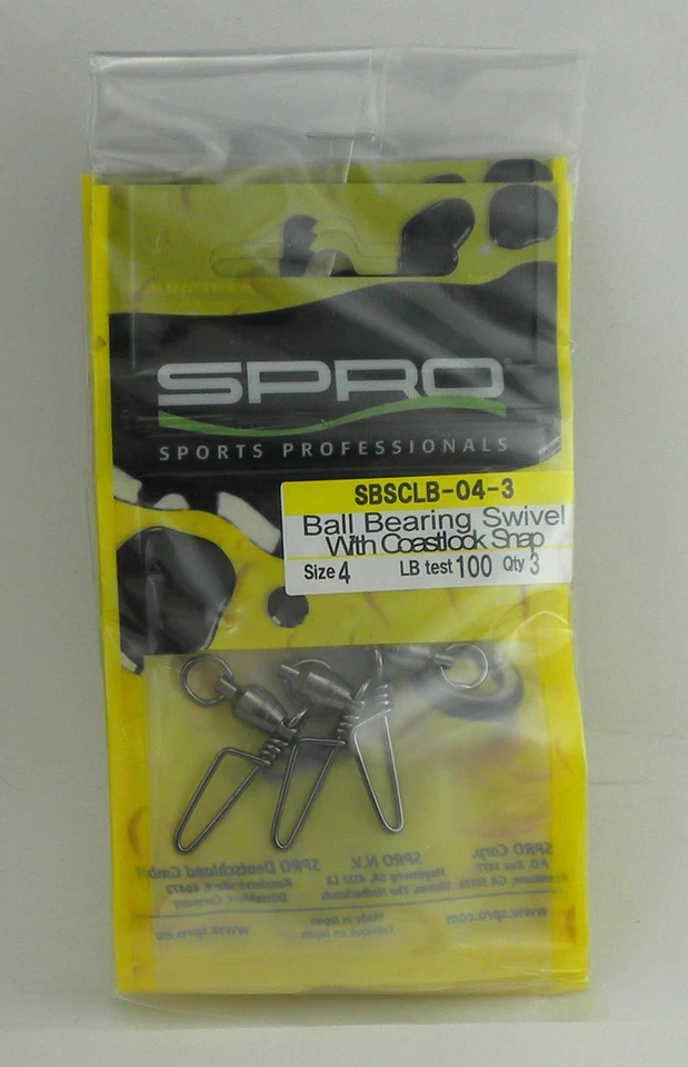 Spro SBSCLB-04-3 Black Ball Bearing Swivel Coastlock Snap Size 4 100 lb Test 3CT - Image 2 of 3