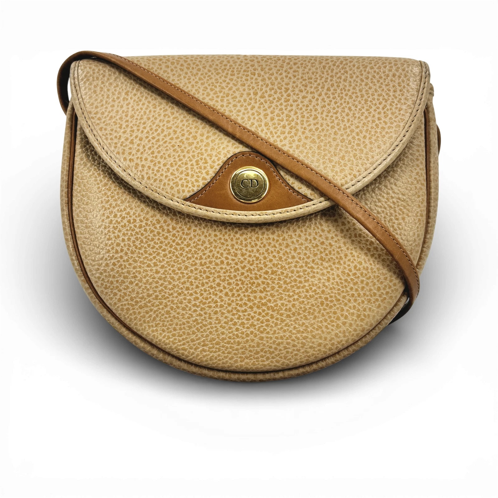 Dior — Auth CHRISTIAN CHRISTIAN DIOR Beige Leather Ladies Shoulder Bag SRE308