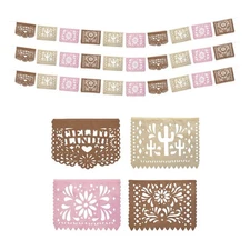 Cielito Lindo  Talavera Mexican Papel Picado Banners 3pack pink mixed 