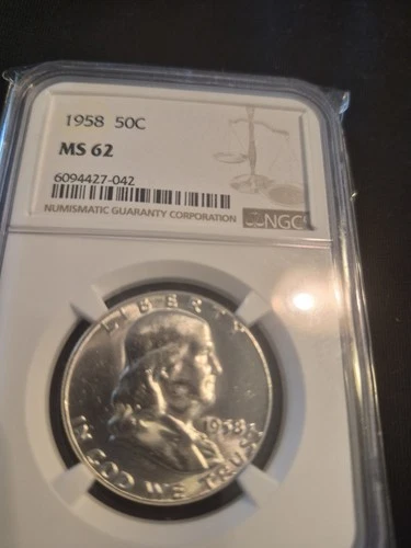 1958 Franklin Half Dollar 50C NGC MS62 !