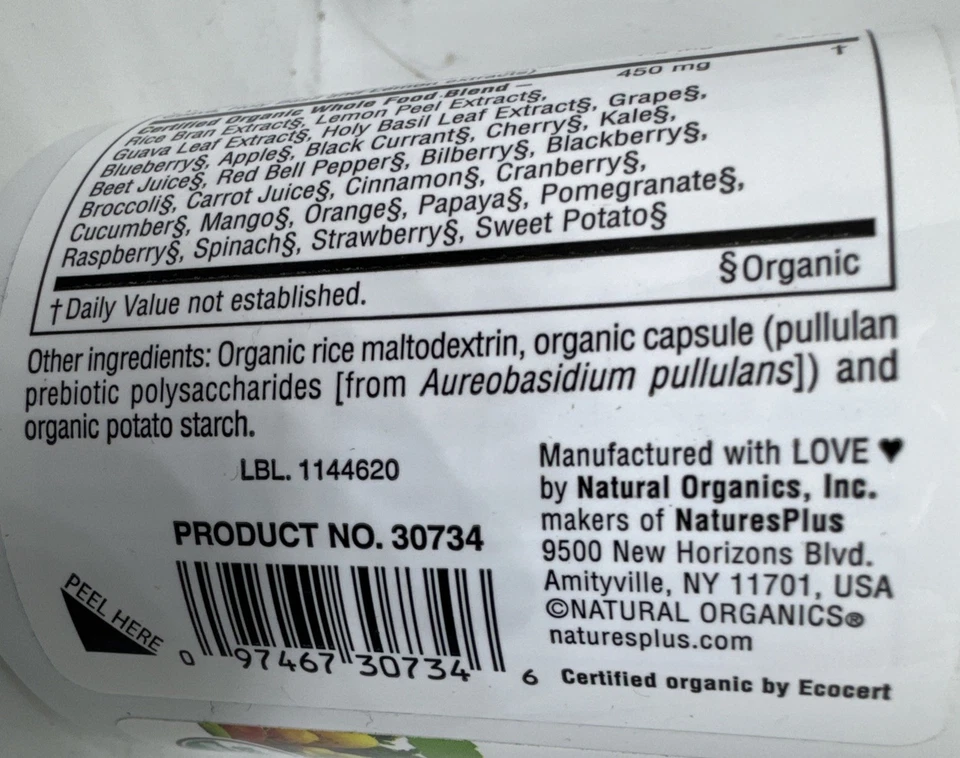 Vitamina B12 orgánica certificada Natures Plus Source of Life Garden caducidad 28/07-60 tapa Foto 4 de 4