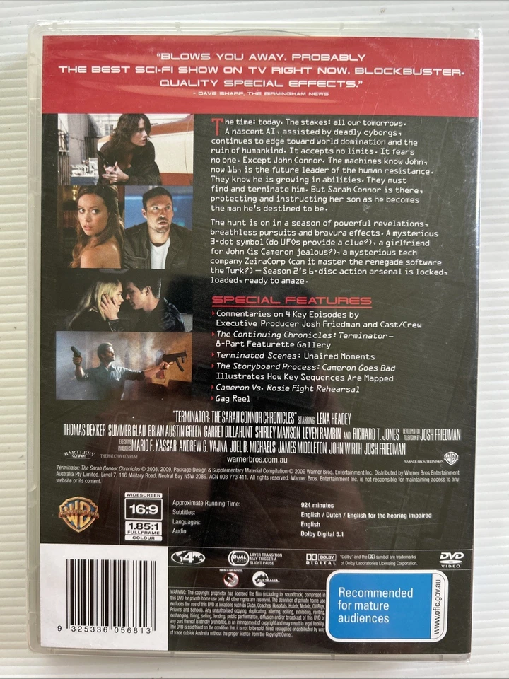 6 Disc DVD - TERMINATOR The Sarah Connor Chronicles Complete Season 2 (2009) R4 - Image 2 of 2