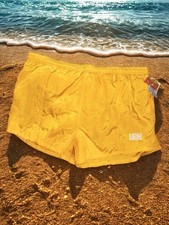 Vintage 80s Laguna Swim Trunks Shorts Yellow NWT 2XL 44-46 Mesh Lined Nylon NOS