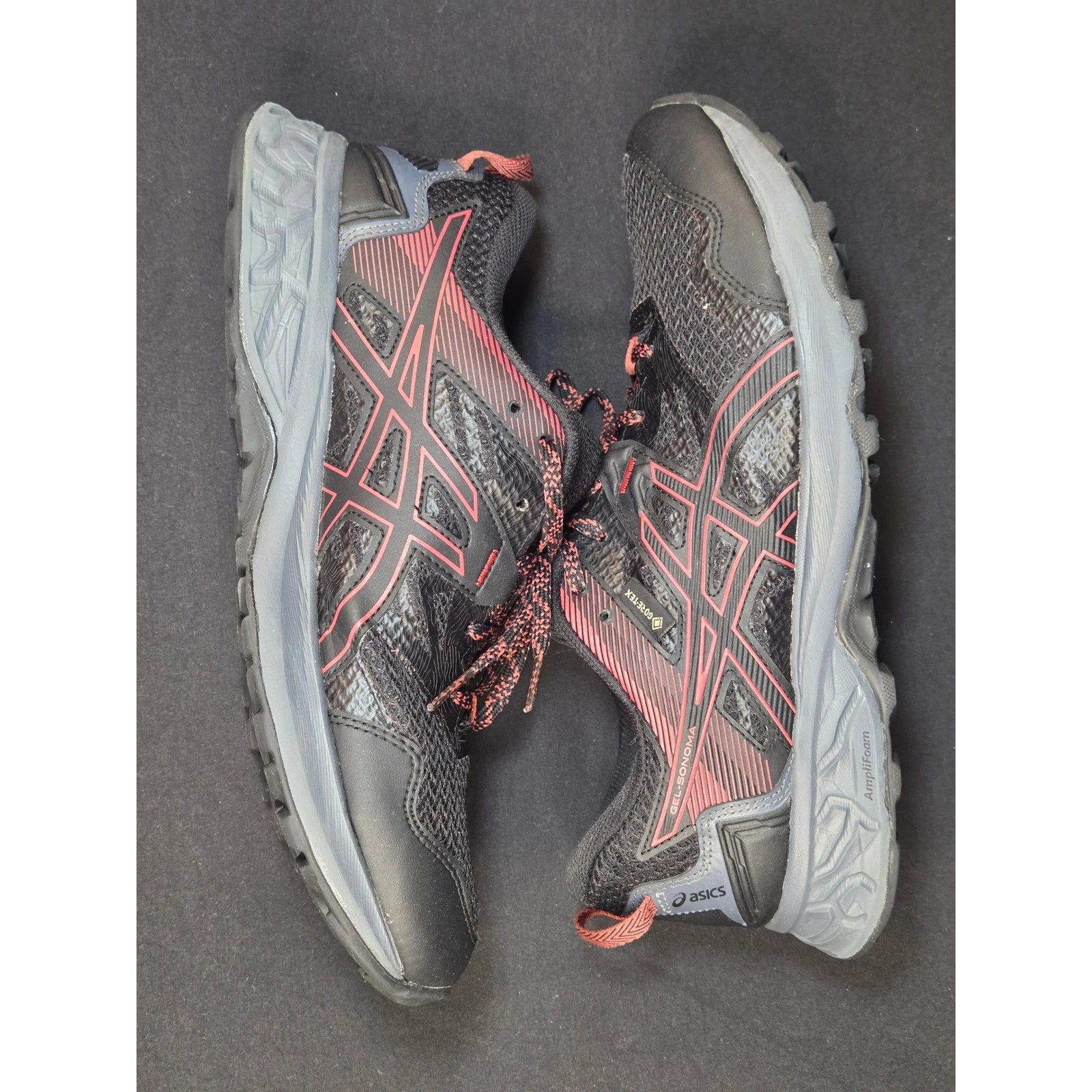 Asics Gel-Sonoma 6 GTX Mens Trail Running Shoes Black Red Gore-Tex 1012A567 9.5