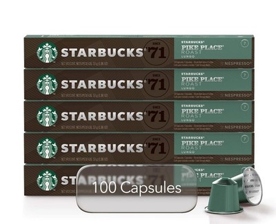 Starbucks Nespresso Original Line Pike Place Coffee Capsules, 100ct. Exp 4/14/26