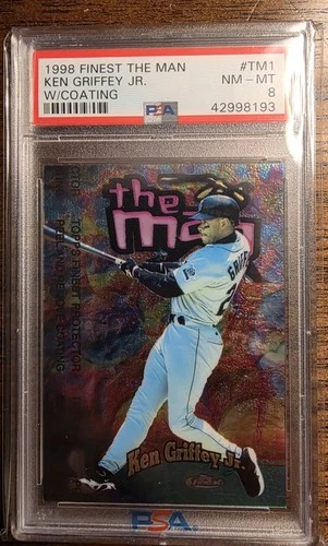 1998 Topps Finest - The Man Ken Griffey Jr #TM1 /500 Graded Psa 8 With Coating