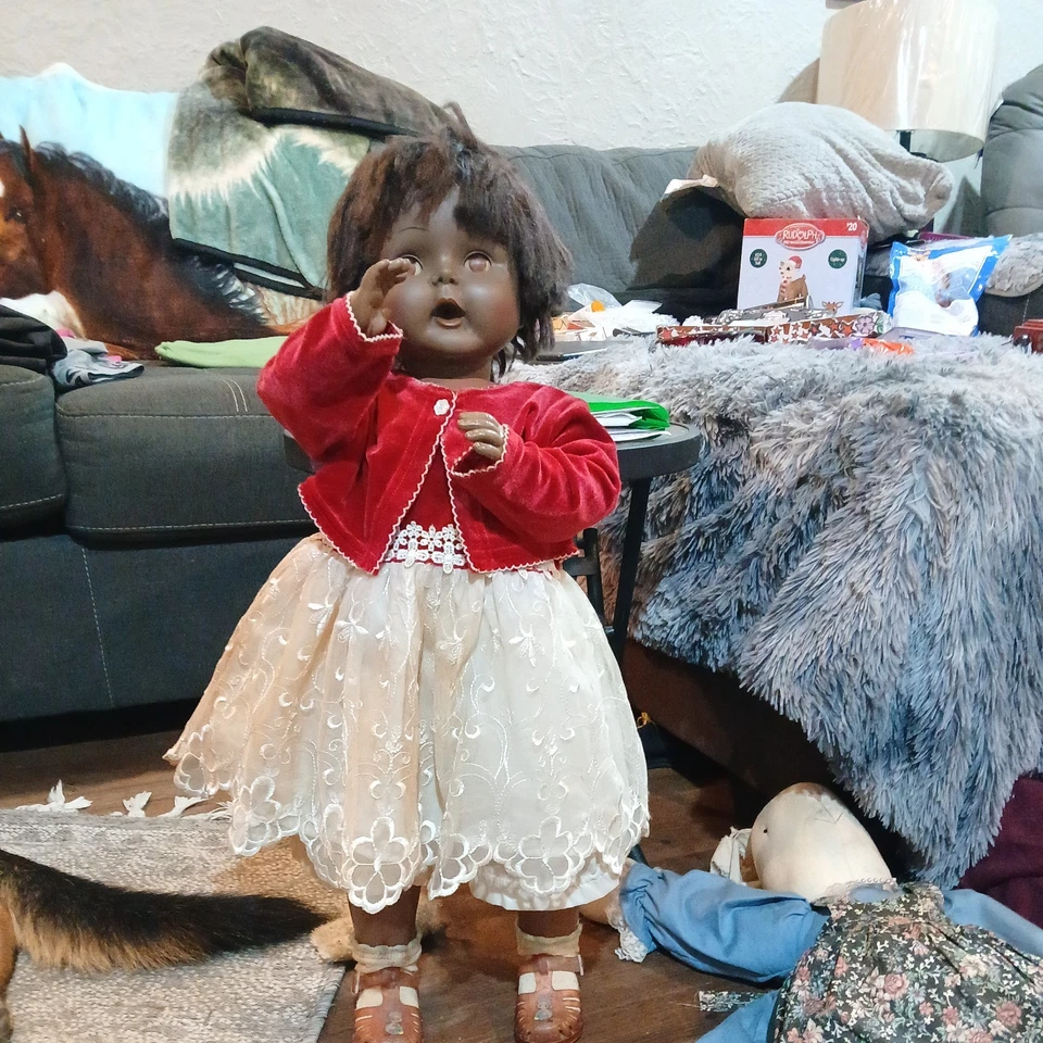 Muñeca Horsman Thirstee Walker 1964 de colección niño pequeño TB-26 afroamericano sediento Foto 2 de 4