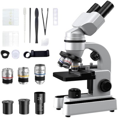 Binokular Mikroskop 40X-1600X mit LED-Beleuchtung, Zubehör, Biologisches Mikr...
