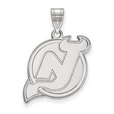 14k White Gold NHL LogoArt New Jersey Devils Large Pendant