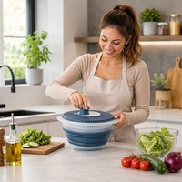 Salattrockner Salatschleuder Salatspinner SchüSsel Sieb Ø30Xh10Cm 5 Liter Grau