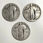 Lot Of 3 1923, 1925 & 1928 Standing Liberty Quarters 25C .900 Silver Coins -AL14