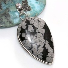 Snowflake Obsidian 925 Silver Plated Pendant 2.2