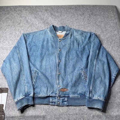 International Denim Mens XXL Acid Wash Bomber Jacket Blue Vintage Made in Canada