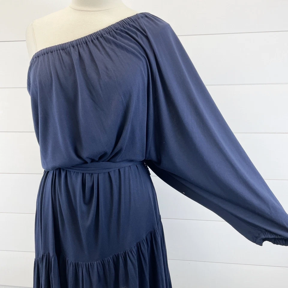 Marc Jacobs 女式连衣裙 XS 单肩海军蓝莫代尔人造丝软核芭蕾舞芯 — 第 4/4 张图片