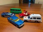 Vintage Corgi Juniors model cars, Mercedes 240D 300SL C111 ambulance bus rockets