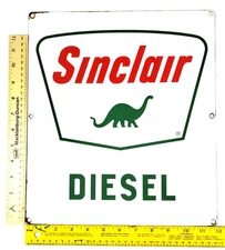 ORIGINAL 1961 PORCELAIN SINCLAIR DIESEL PUMP PLATE 12 x 13 1/2"