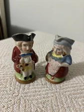 Vintage Colonial Couple Tiny Pitchers