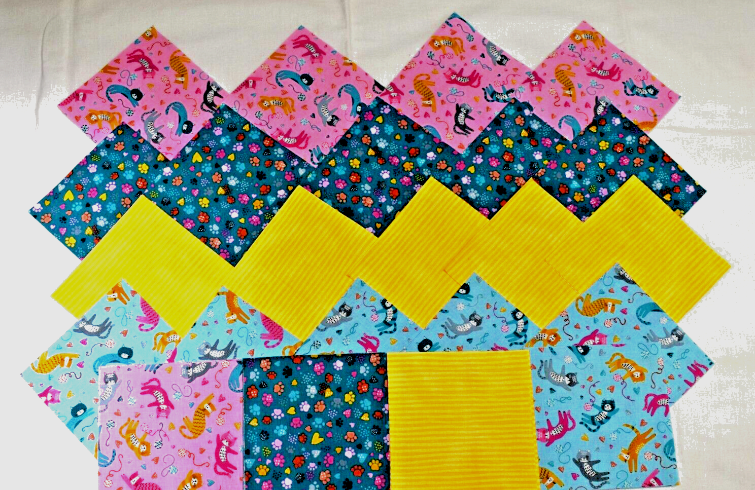 COLORFUL, PLAYFUL CATS CHARM PACK 5 Inch Quilt Squares