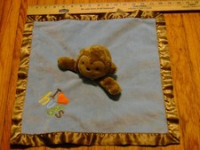 Carters Just One You Tan Monkey Lovey Rattle I Love Hugs Blue Security Blanket