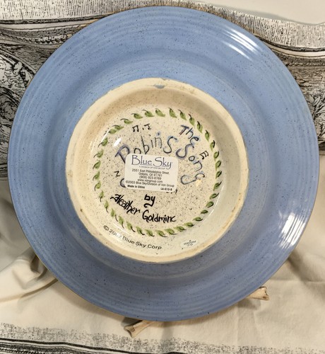 Blue Sky Clayworks Footed Bowl The Robins Song Heather Goldminc 3D Bird 10.75in - Picture 20 of 21