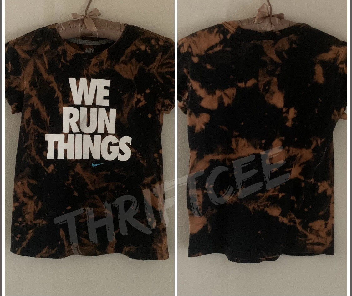 S Nike Sportswear We Run Things T shirt Bleach Tiedye Splatter