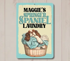 Springer Spaniel Custom Laundry Room Sign personalized dog metal tin wall art