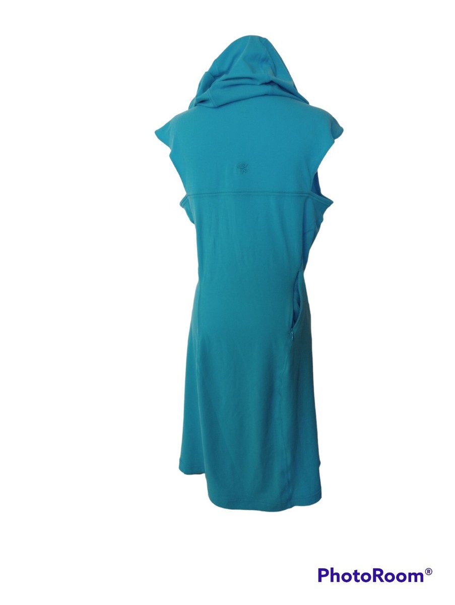 MOUNTAIN HARDWEAR Hoodie Tunic shift  Shirt Dress Pocket M blue  Sporty 1/4  Zip View 3