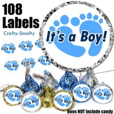 108 It's a Boy Stickers Blue Feet Baby Shower Gender Reveal Party