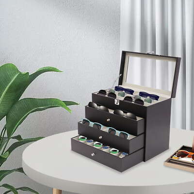 Eye Glasses & Watch Case Sunglasses Display Storage Box Holder Organizer 4 Tier