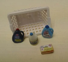 Dollhouse Miniature Plastic Laundry Basket & Laundry Products 1:12 scale
