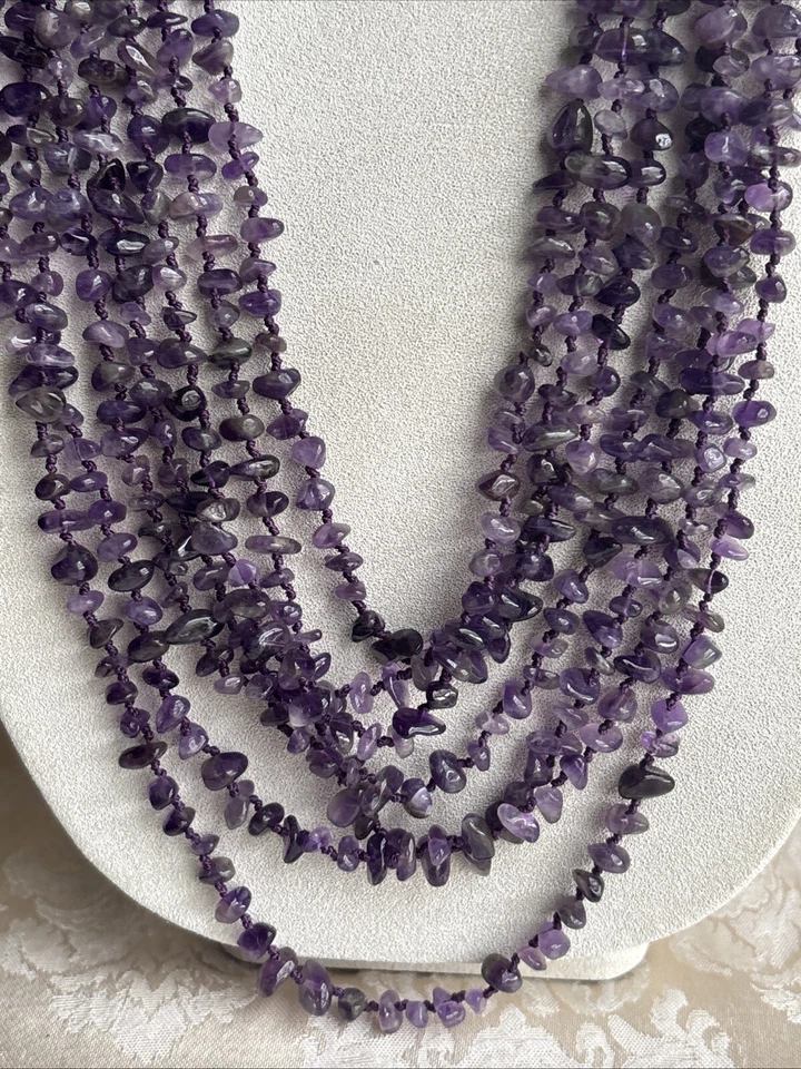 Colar Lia Sophia Lei chips de ametista tom prata raro presente conferência Havaí - Imagem 3 de 4
