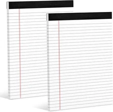Legal Pads 8.5x11 Wide Ruled White Paper Writing Notepads 30 Sheets 2 Pack