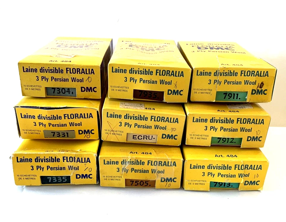 Lot 9 DMC FLORALIA 100% Wool Needlepoint Thread 5 Meter Skeins - Image 4 of 4