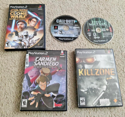 LOT OF 5 SONY PLAYSTATION 2 GAMES CALL OF DUTY, STAR WARS, KILLZONE, MATRIX